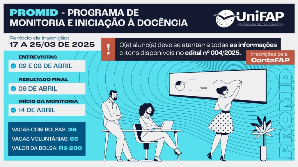 UniFAP abre inscrições para o PROMID; saiba com participar