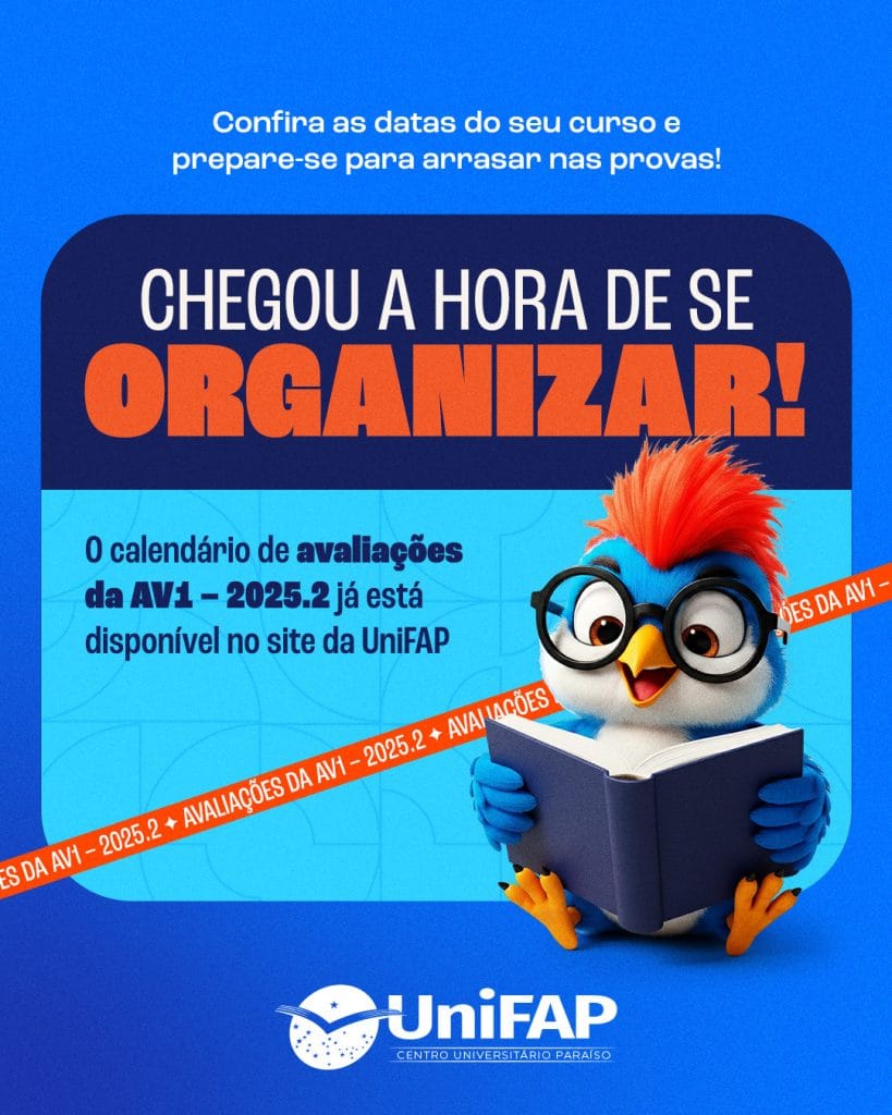 Confira o calendário de Avaliações (AV1) – 2025.2